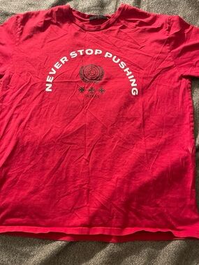 Red 'Never Stop Pushing' Short Sleeve Tee